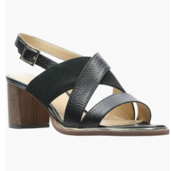 Clarks Black Leather Sandals. Like New! - Picture 1 of 10